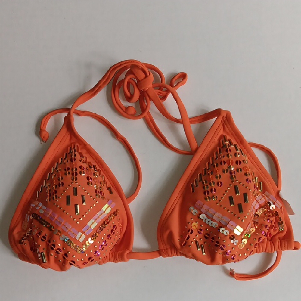 ORANGE  EMBELISHED ONE PIECE SWIMWEAR